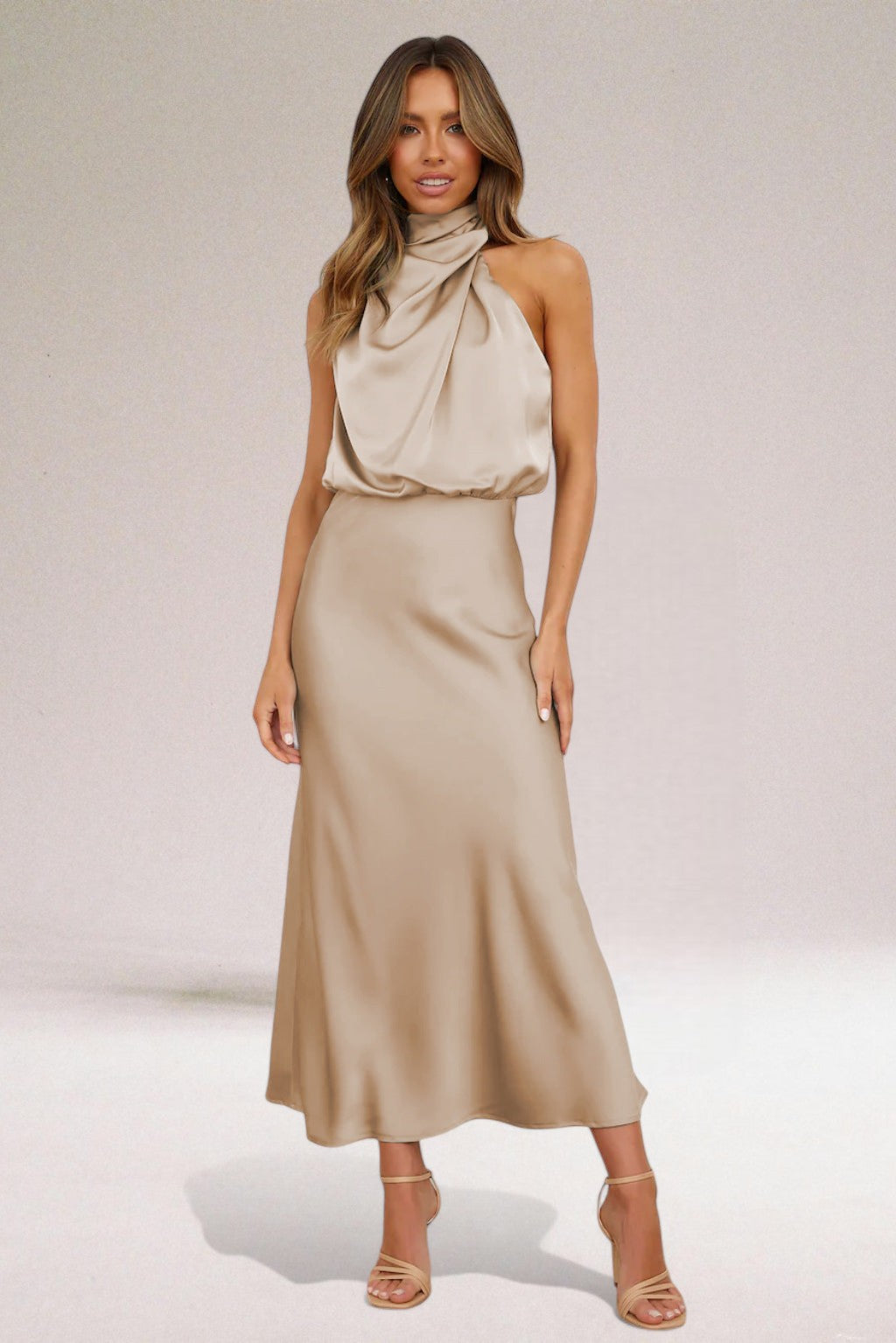 Silk Drape Neck Dress