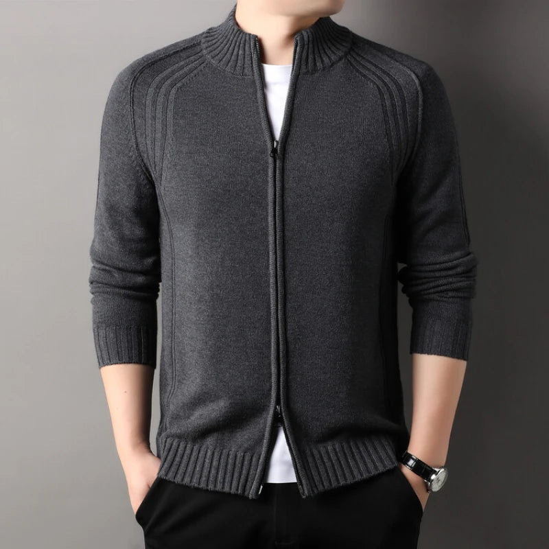 Premium Slim-Fit Cardigan Mit Doppelreißverschluss