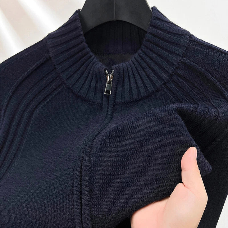 Premium Slim-Fit Cardigan Mit Doppelreißverschluss