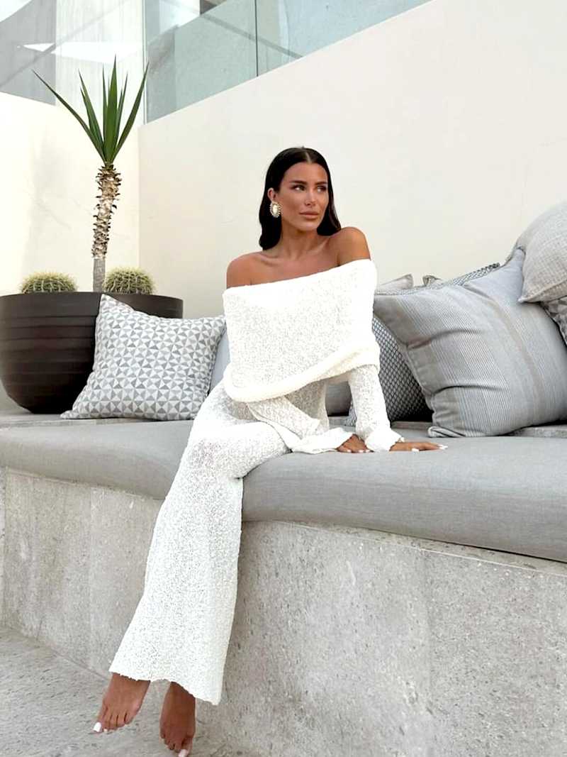 Off-Shoulder Glitter Maxi Dress
