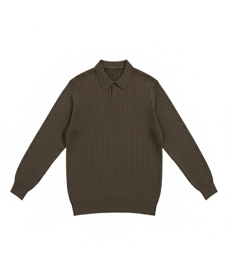 Gerippter Polopullover