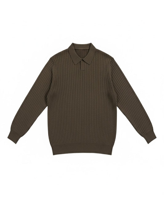 Gerippter Polopullover