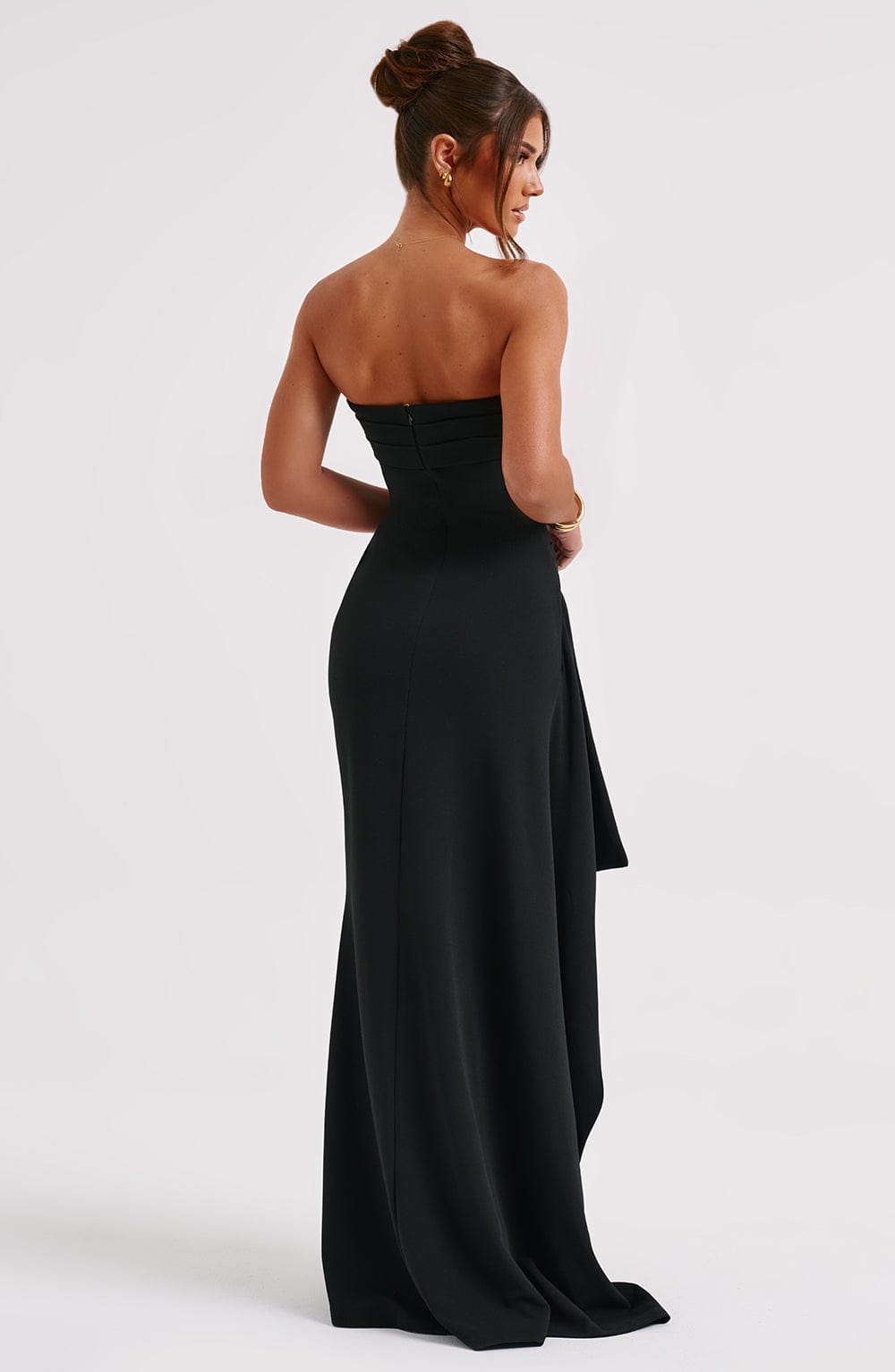 Strapless Evening Gown with Front Slit